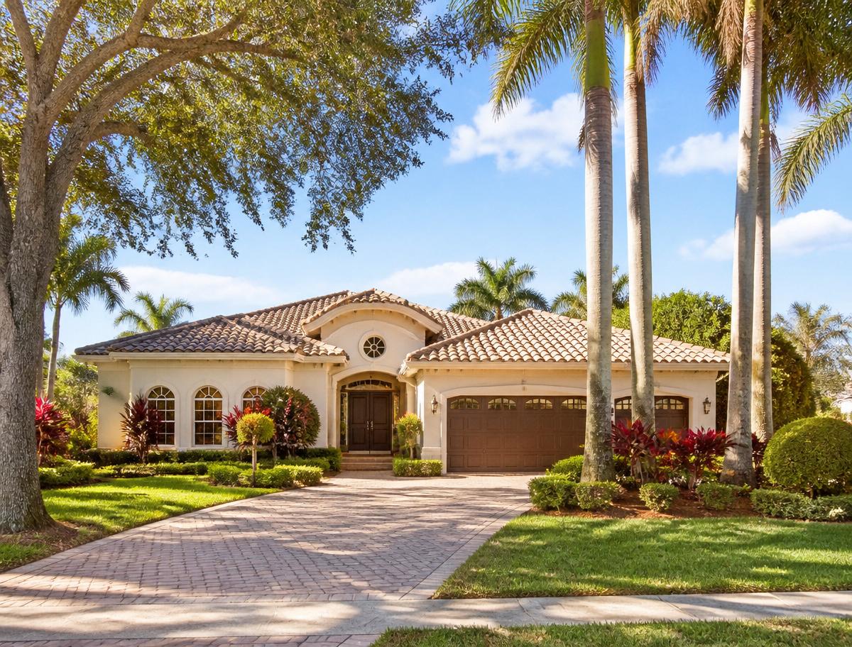Mora Realty Davie best realtor near me Davie FL — single-family home fronted by mature palms